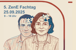 Das Bild zeigt Mann und Frau, die jeweils ein puzzleteil-großes Loch im Kopf haben. Darüber der Schriftzug 5. ZenE Fachtag.